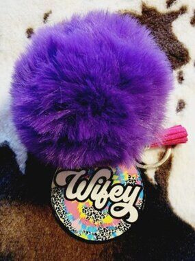 Wifey Tie Dye Pom Pom Tassel Keychain